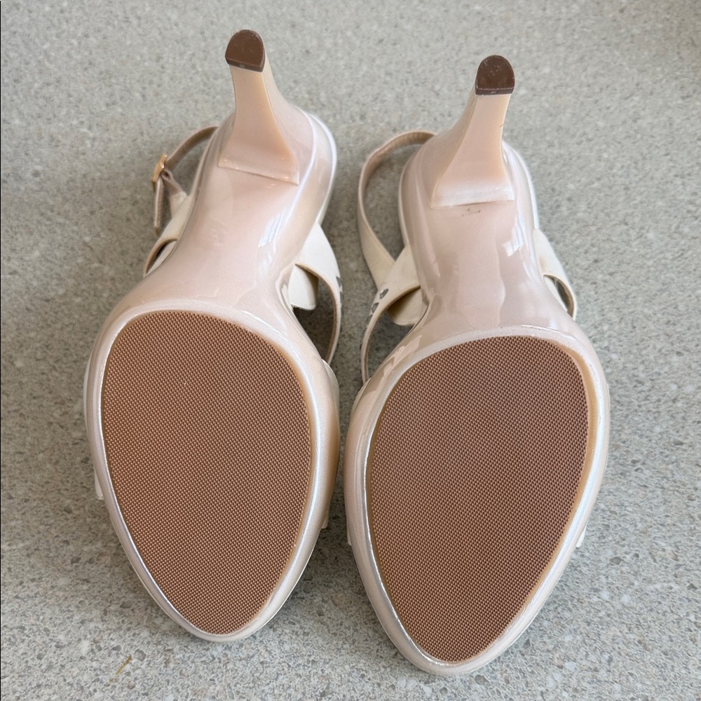 Collection Bebe Cream Rhinestone Slingback Heels - Picture 3 of 4